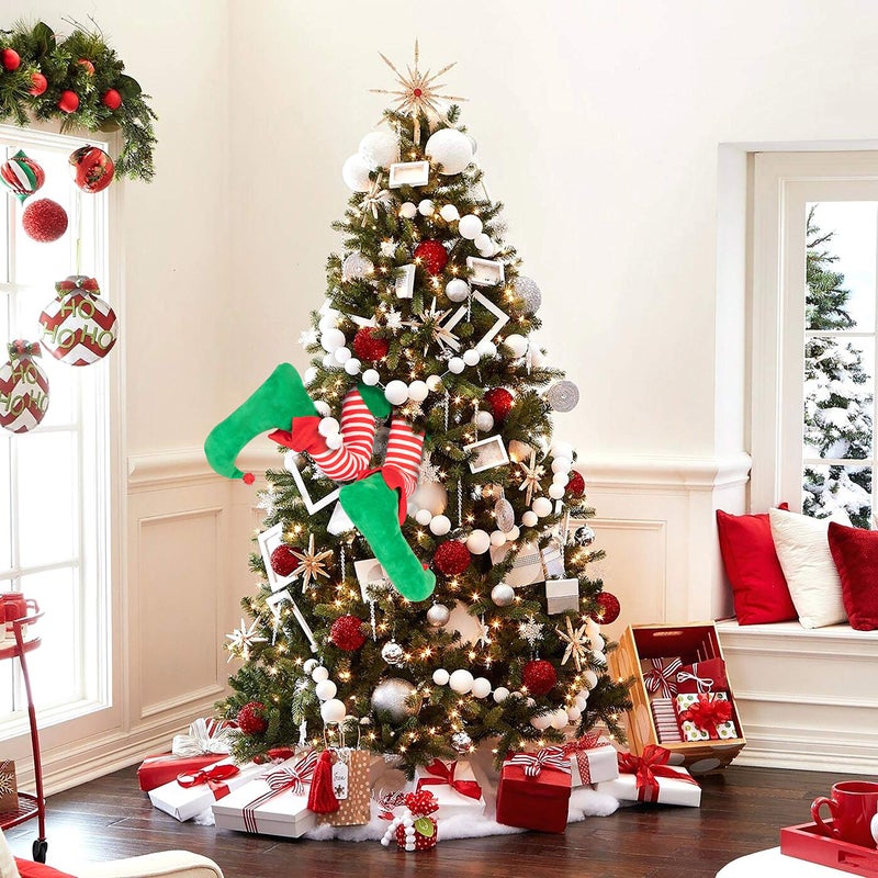 Geefuun 23â€ Christmas Elf Stuffed Legs Stuck Tree Topper Decorations -Xmas Holiday Indoor Outdoor Decor Party Ornaments and Decorations - Image 2